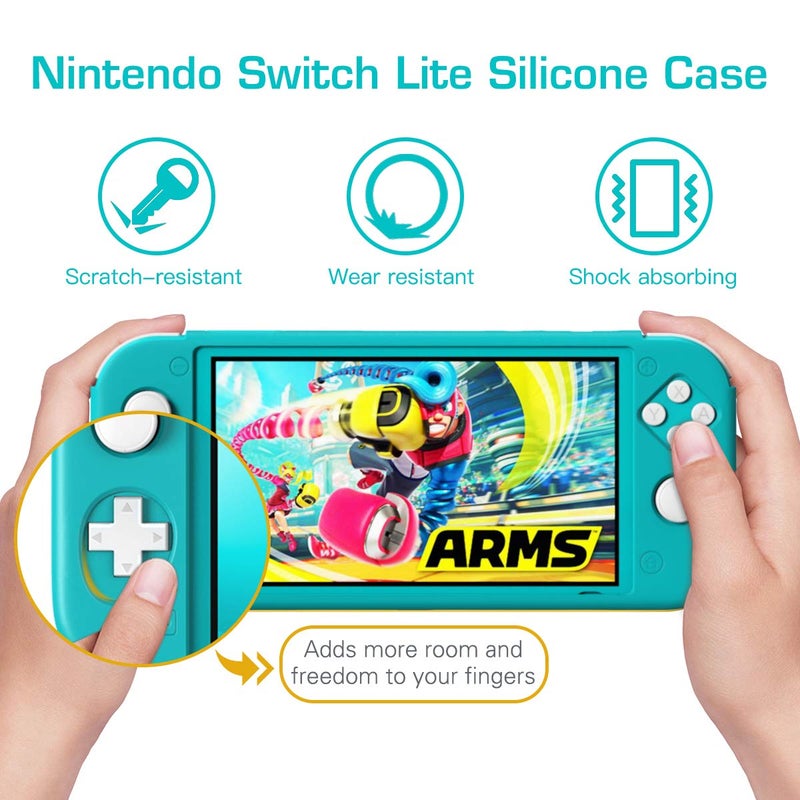 MoKo Case Compatible with Nintendo Switch Lite, Silicone Protective Rubber Cover, Shock-Absorption Anti-Scratch Non-Slip Case Compatible with Nintendo Switch Lite Console - Turquoise - Image 2